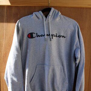Champion Men’s Small Hoodie Pullover Sweatshirt Gray Heather Logo Spellout